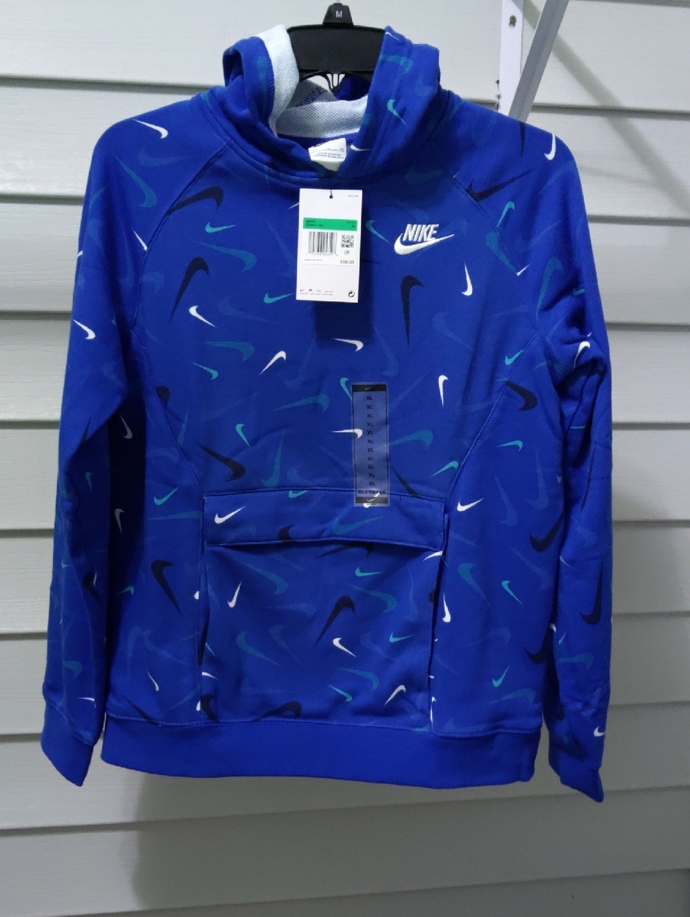 Nike Royal Blue Kids Hoodie with Multi Swoosh Print